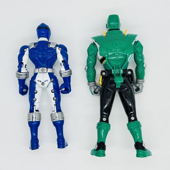 Bandai Power Rangers Action Figures 2011 Samurai Green & 2006 Overdrive Blue - Picture 11 of 14